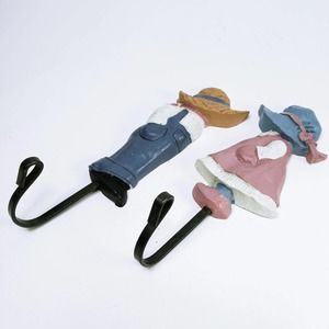 Country Farmer Boy Girl Wall Hooks Coat Hanger (eba/b)